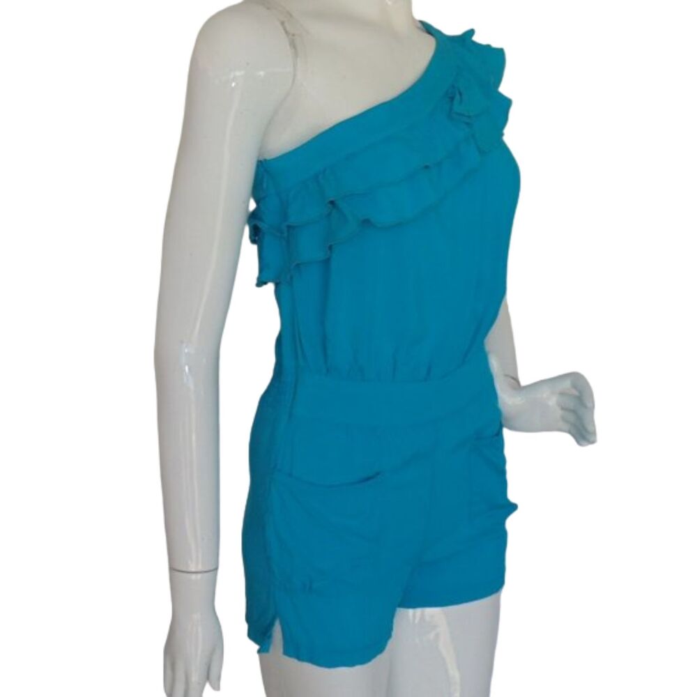2B BEBE Romper, S, Ruffle One shoulder, Short, Blue, Pockets - Picture 2 of 14